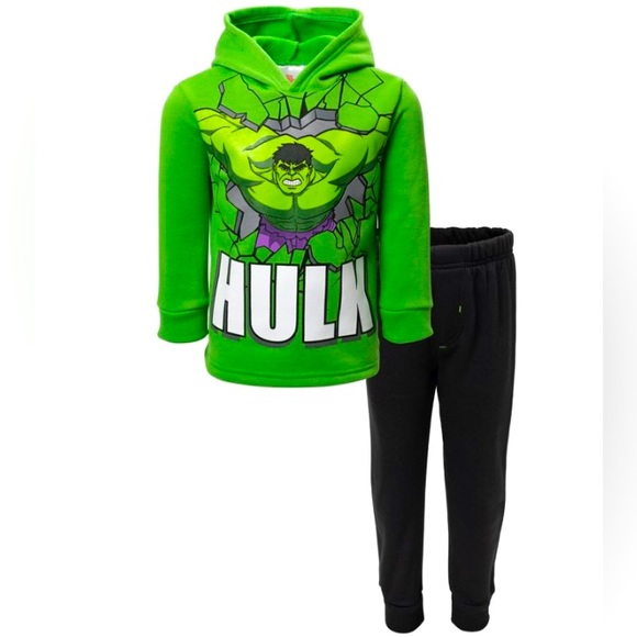 Halloween Costume | Boys Green Hulk Hoodie & Black Jogger Set | 4T - Picture 1 of 3